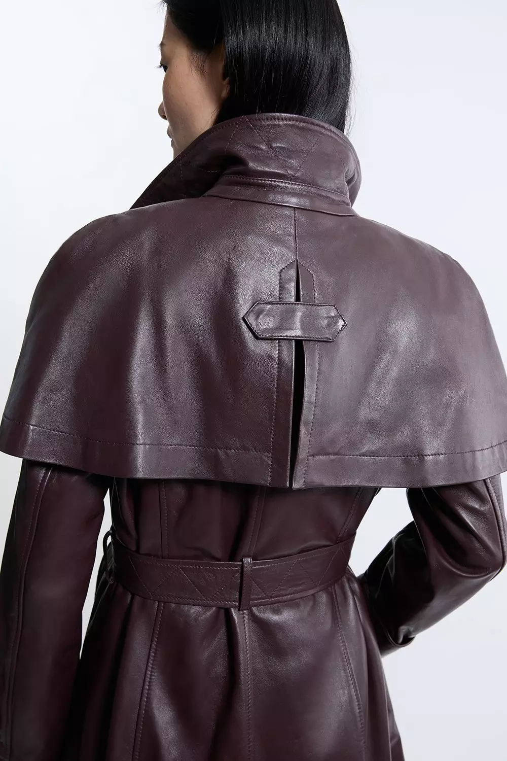 Leather Cape Detail Trench Coat Karen Millen